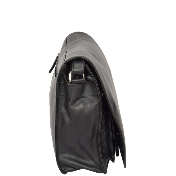 Womens BLACK Leather Messenger Cross body Shoulder Bag A53 Side