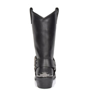 Real Leather Square Toe Eagle Design Biker Boots AEB77H Black Back