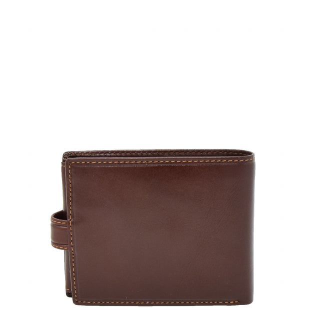 Mens Genuine Italian Leather Snap Closure Wallet AVZ5 Brown Back