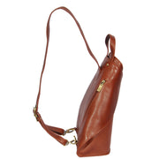 Womens Luxury Leather Backpack Hiking Rucksack Organiser Bag A58 Brown Side