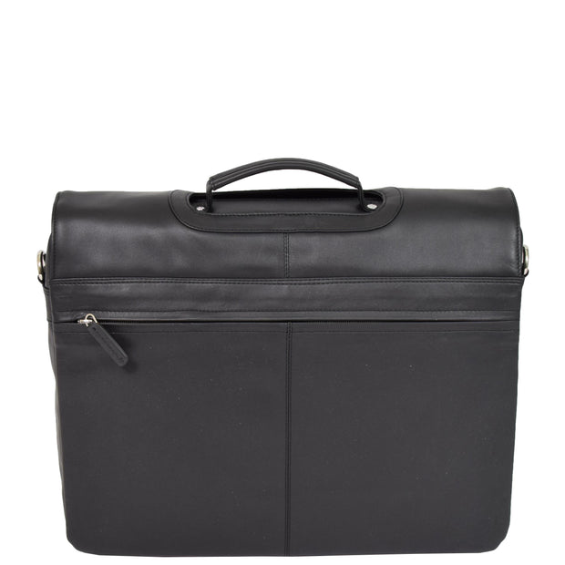Real Soft Black Leather Briefcase Satchel Executive Business Bag A85 Back