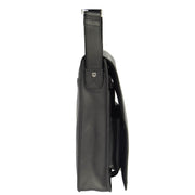 Gents Leather Messenger Shoulder Cross Body News Boy Bag A41 Black Side
