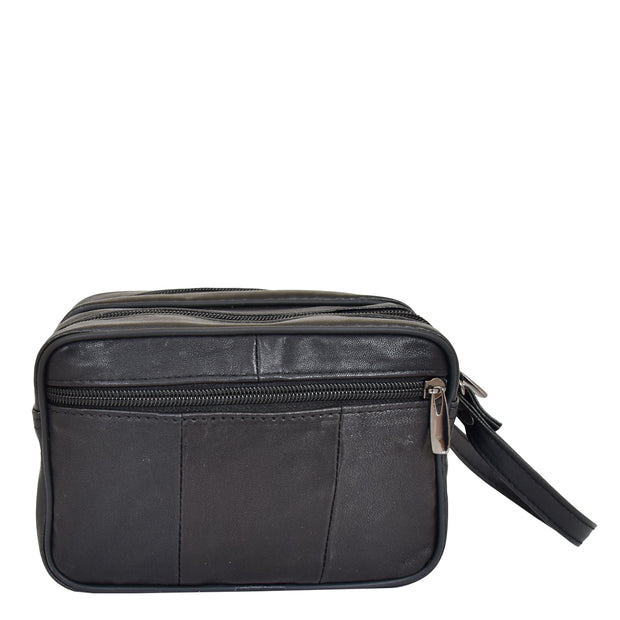 Gents Real Leather Wrist Bag Clutch Travel Black Bag Mason Back