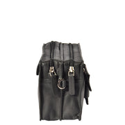 Soft Leather Wrist Bag BLACK Travel Clutch Pouch Grab Handbag A33 Side