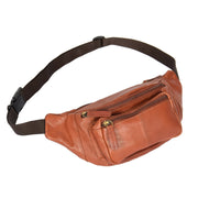 Real Leather Bum Bag Money Mobile Belt Waist Pack Travel Pouch A072 Brown