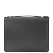 Black Leather A4 Ring Binder File Folio Office Bag Zip Organiser Braga Front 2