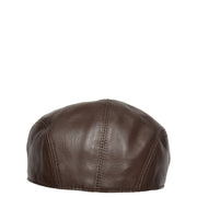 Genuine Brown Leather Flat Cap English Granddad Baker-boy Hat Arthur Back