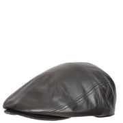 Genuine Black Leather Flat Cap English Granddad Baker-boy Hat Arthur
