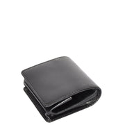 Real Leather Coin Tray Wallet Loose Change Case Black AV21 Side