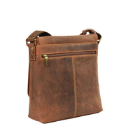 Real Leather Shoulder Messenger Vintage Organiser Flight Bag A761 Tan Back