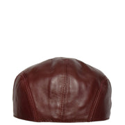 Genuine Burgundy Leather Flat Cap English Granddad Baker-boy Hat Arthur Back
