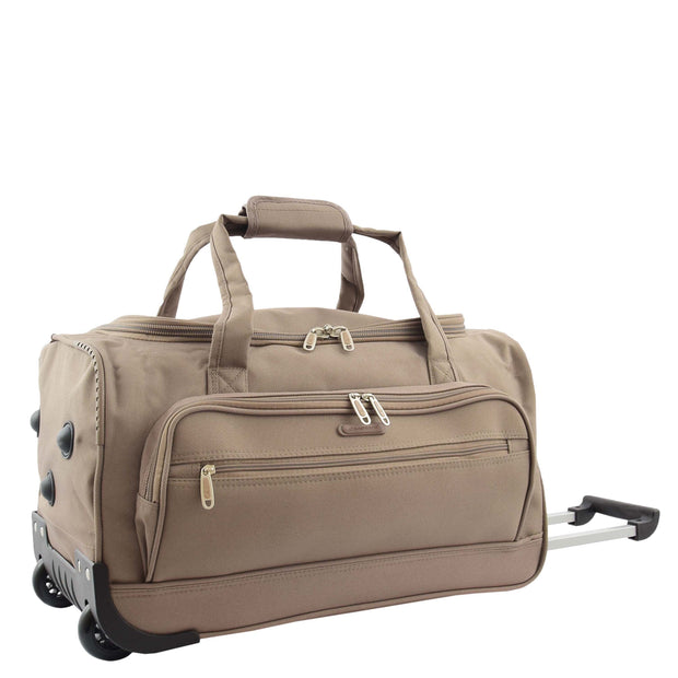 Travel Duffle Bag Lightweight Wheeled Holdall Weekend Cabin Bag Darwin Beige