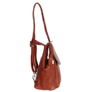 Womens Genuine Brown Leather Backpack Walking Bag A57 Side