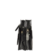 Real Leather Wrist Bag Clutch Travel Organiser Black A210 Side