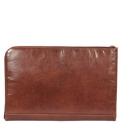 Real Leather Zip Around Folio Underarm iPad Tablet Bag Brown A28 Back