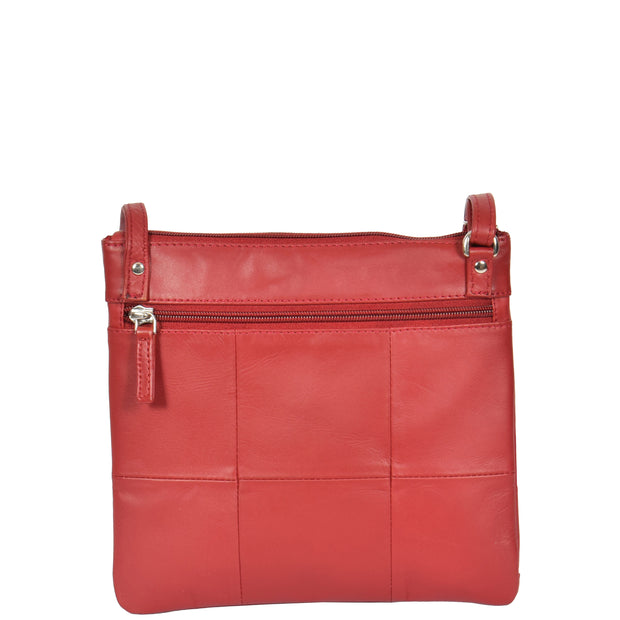 Womens Cross-Body Leather Bag Slim Shoulder Travel Bag A08 Red Back
