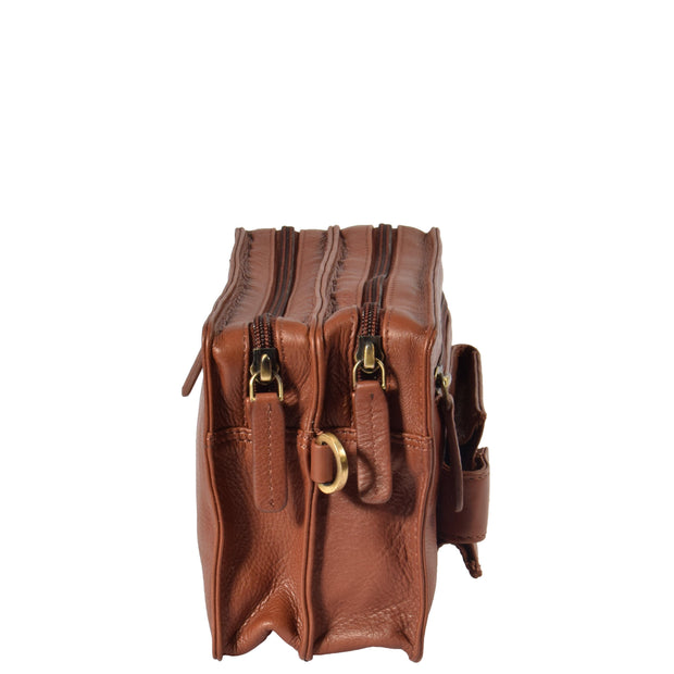 Soft Leather Wrist Bag BROWN Travel Clutch Pouch Grab Handbag A33 Side