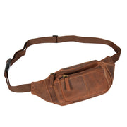 Real Leather Bum Bag Money Mobile Belt Waist Pack Travel Pouch A072 Dark Tan