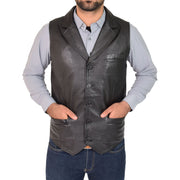 Mens Genuine Soft Leather Waistcoat Western Vest Yelek Rhys Black