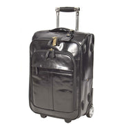 Real Leather Suitcase Cabin Trolley Hand Luggage A0518 Black Front Angle