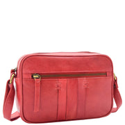 Womens Soft Leather Crossbody Bag Vintage Small Size Organiser Lana Red 4