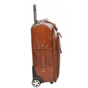 Real Leather Suitcase Cabin Trolley Hand Luggage A0518 Chestnut Side 1