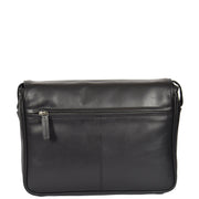Ladies BLACK Leather Shoulder Bag Flap Over Handbag A190 Back