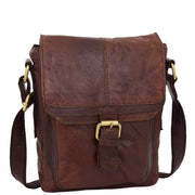 Genuine Brown Leather Bag Cross Body Vintage Flight Bag Tommy Front 2