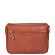 Ladies BROWN Leather Shoulder Bag Flap Over Handbag A190 Back