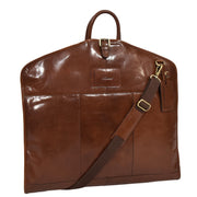 Luxury Leather Suit Carrier Bag Dress Garment Cover Finley Chestnut