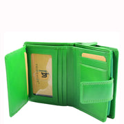 Womens Soft Leather Purse Mid-Sized Cards ID Notes Coins Pocket RFID Safe Anya Green