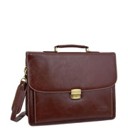 Mens pu Leather Briefcase Brown Laptop Bag A4 Office Business Satchel Andy