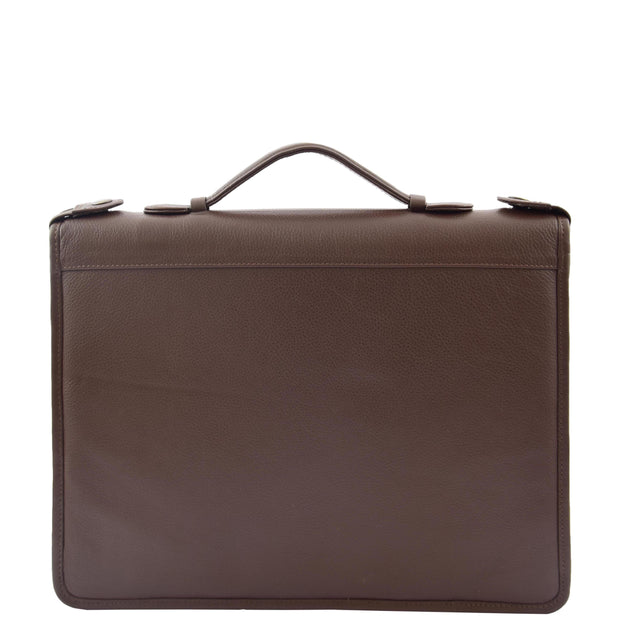 Brown Leather A4 Ring Binder File Folio Office Bag Zip Organiser Braga Front 1