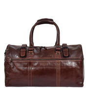 Brown Luxury Leather Holdall Travel Duffle Weekend Cabin Bag Targa Front