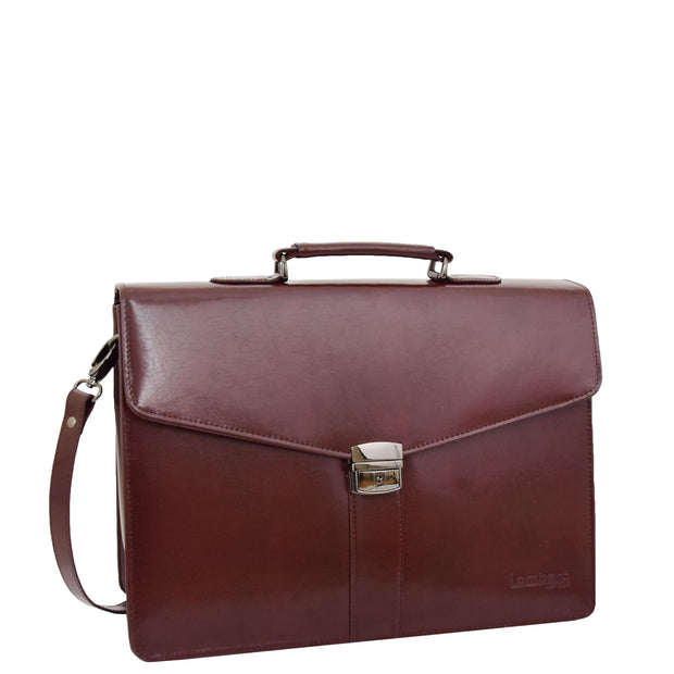 Brown Leather Briefcase For Mens Laptop Business Organiser Shoulder Bag Alvin