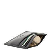 Real Leather Compact Card Wallet Small Slim Oysters Card Holder AVT1 Black Side
