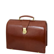 Exclusive Doctors Leather Bag Cognac Italian Briefcase Gladstone Bag Doc Front 2