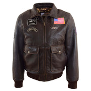 Mens Real Leather G-1 Style Rub Off Bomber Maverick Brown 4