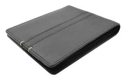 Mens Leather Wallet Slim Bifold RFID Safe  Credit Card Notes Section Tom Black