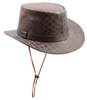 Leather Cowboy Croc Print Australian Bush Hat Gosford Brown 4