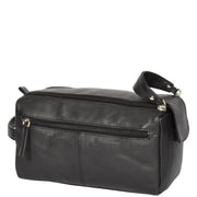 Genuine Soft Leather BLACK Travel Wash Bag A179 Back