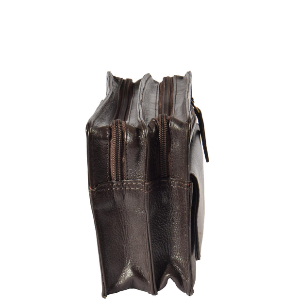 Real Leather Wrist Bag Clutch Travel Organiser Brown A210 Side 2