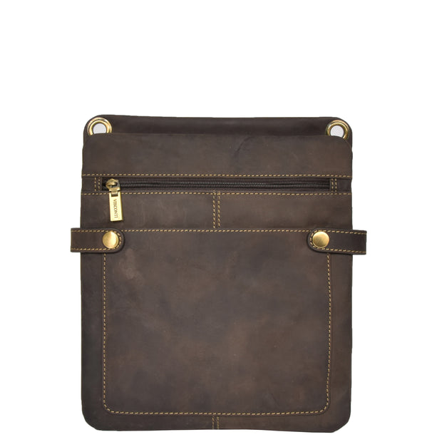 Genuine Brown Vintage Leather Cross body Sling Bag Napier Front