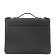 Black Leather A4 Ring Binder File Folio Office Bag Zip Organiser Braga Back 1