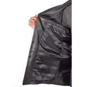 Mens 3/4 Long Leather Coat Classic Trench Overcoat Jones Black Lining