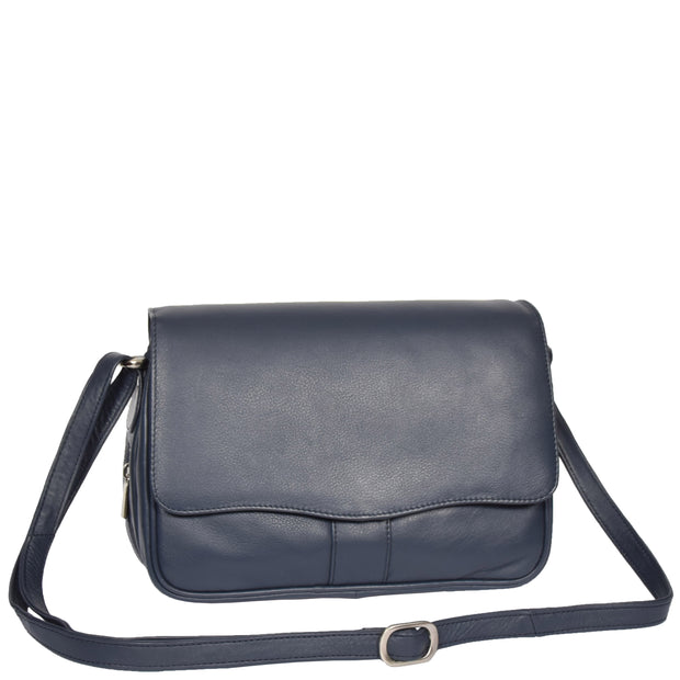 Womens Navy Leather Shoulder Messenger Handbag Ada With Belt