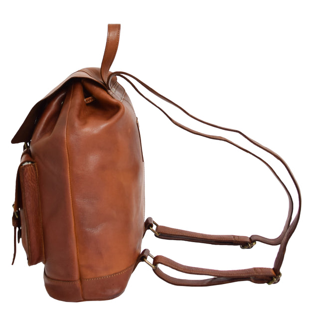 Genuine Vintage Rust Leather Backpack Large Organiser Rucksack AB99 Side