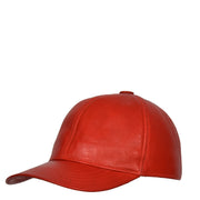 Genuine Leather Baseball Cap Sports Casual Viper Red Side Angle