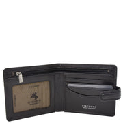 RFID Mens Top Quality Real Leather Wallet Bifold Slim Purse AVC4 Black Open