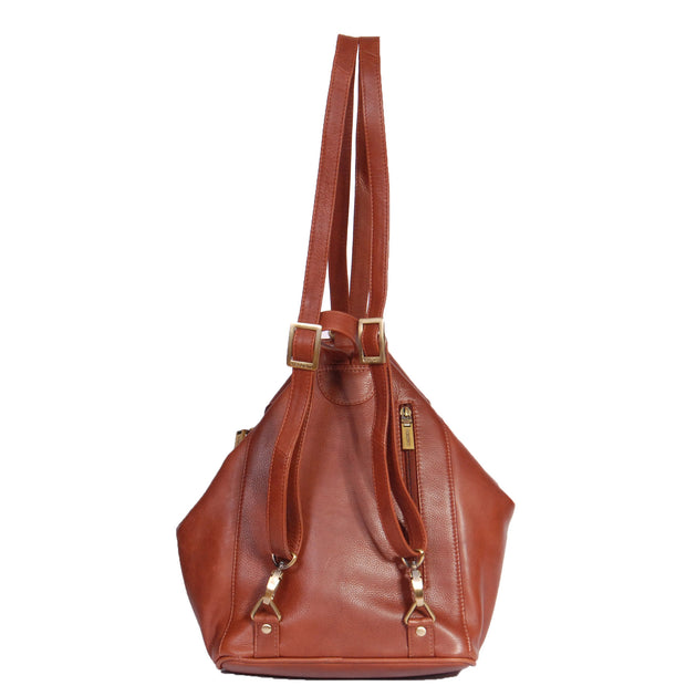 Womens Genuine Brown Leather Backpack Walking Bag A57 Back